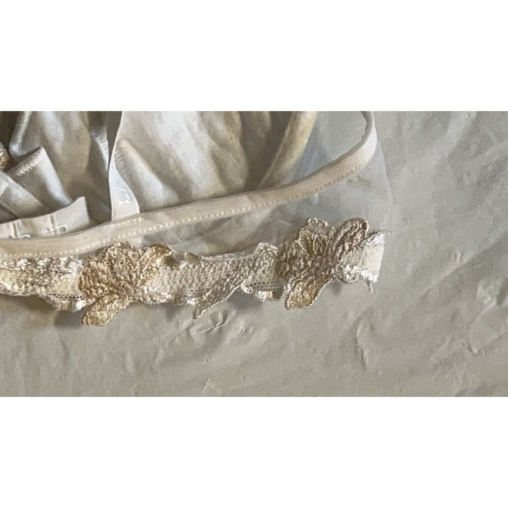 Vintage La Perla Ivory Floral Lace Luxury Italian Underwire Bra Size: 34B NWT - Picture 5 of 13